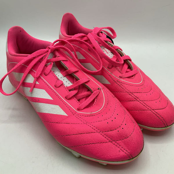 Size 5Y: Adidas White/Pink Lace-Up Soccer Cleats