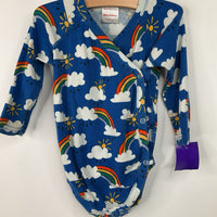 Size 6-12m (70): Hanna Andersson Blue Rainbow Long Sleeve Onesie