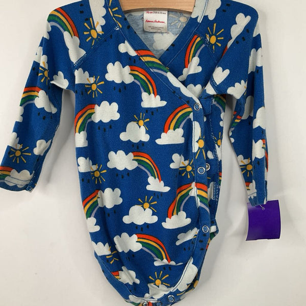 Size 6-12m (70): Hanna Andersson Blue Rainbow Long Sleeve Onesie