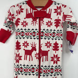 Size 0-3m (50): Hanna Andersson White/Red Reindeer Print 1pc PJs