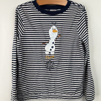 Size 6-7 (120): Hanna Andersson Blue Striped Olaf Long Sleeve Shirt