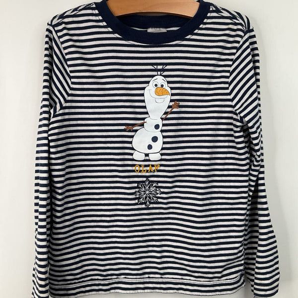 Size 6-7 (120): Hanna Andersson Blue Striped Olaf Long Sleeve Shirt