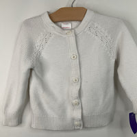 Size 3 (90):Hanna Andersson White Knit Button-Up Sweater