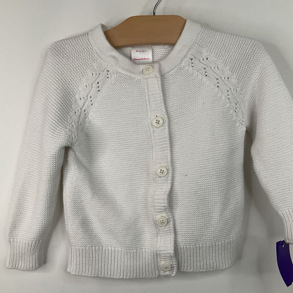 Size 3 (90):Hanna Andersson White Knit Button-Up Sweater