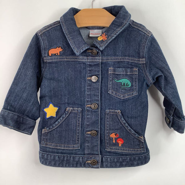 Size 12-18m (75): Hanna Anderson Blue Denim Embroidered Jacket