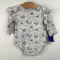 Size 3-6m: Magnetic Me White/Blue Forest Animals Long Sleeve Onesie