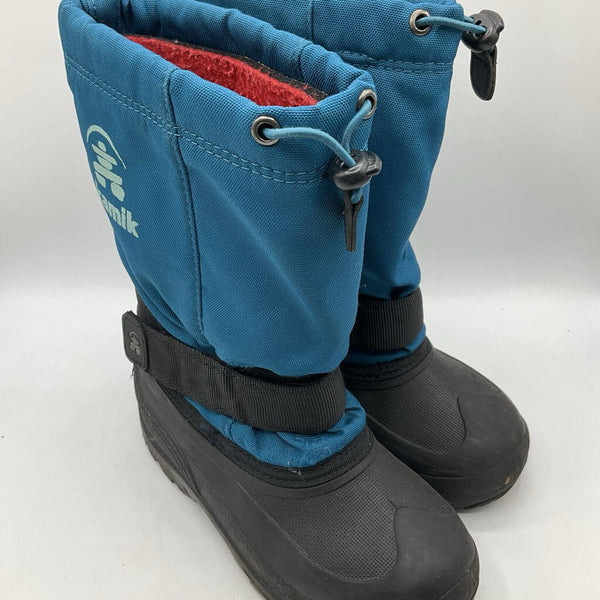Size 2Y: Kamik Blue/Black Toggle Strap Snow Boots