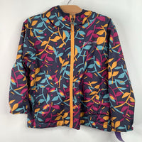 Size 4-5: Columbia Blue/Orange/Pink Leaves Reversible Coat