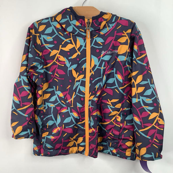 Size 4-5: Columbia Blue/Orange/Pink Leaves Reversible Coat
