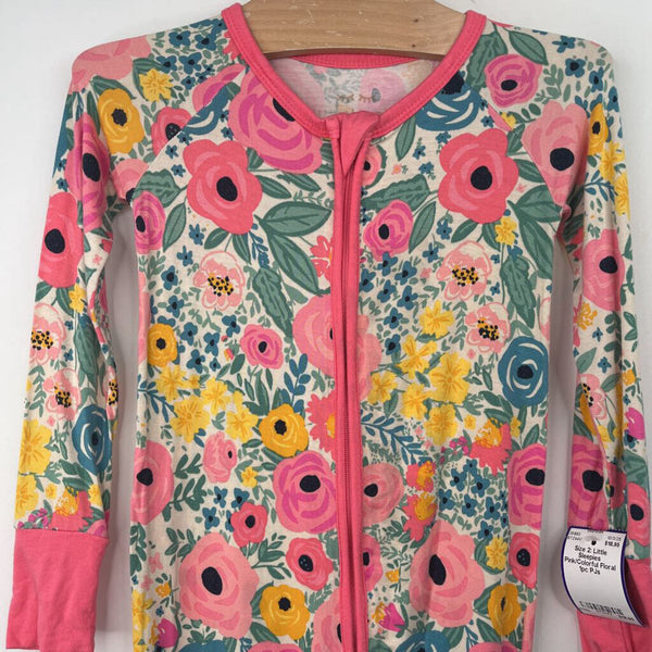 Size 2: Little Sleepies Pink/Colorful Floral 1pc PJs