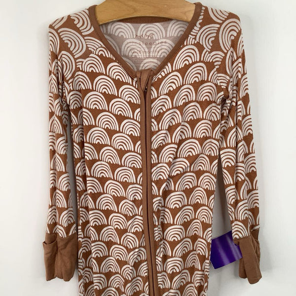Size 12-18m: Little Sleepies Brown/White Rainbow Print 1pc PJs