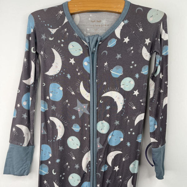 Size 2: Little Sleepies Grey/Blue Space Print 1pc PJs