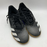 Size 5y: Adidas Black/White Lace-Up Indoor Soccer Cleats