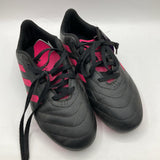 Size 3Y: Adidas Black/Pink Lace-Up Soccer Cleats