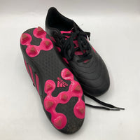 Size 3Y: Adidas Black/Pink Lace-Up Soccer Cleats