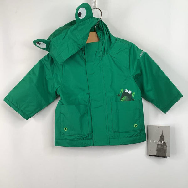 Size 3-6m: London Fog Green Frog Print Rain Coat - NEW W/Tag