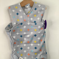 Size S: Halo Light Blue/ + Symbols Fleece Swaddle Sleepsack