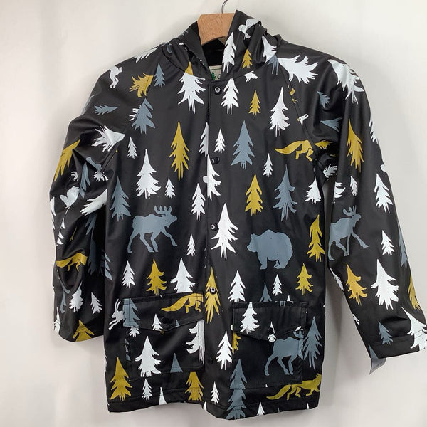 Size 8: Oaki Black/White/Yellow Trees Rain Coat