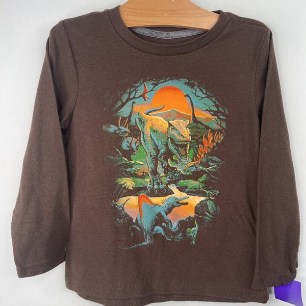 Size 5: Old Navy Brown Dinosaur Print Long Sleeve Shirt
