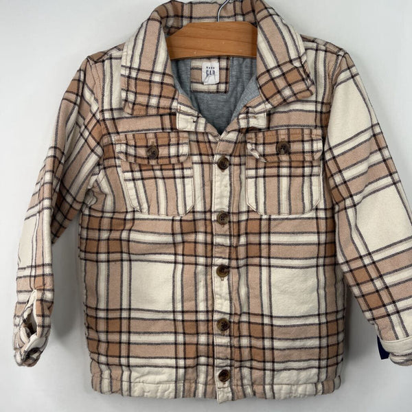 Size 5: Gap Creme/Tan Plaid Button-Up Coat