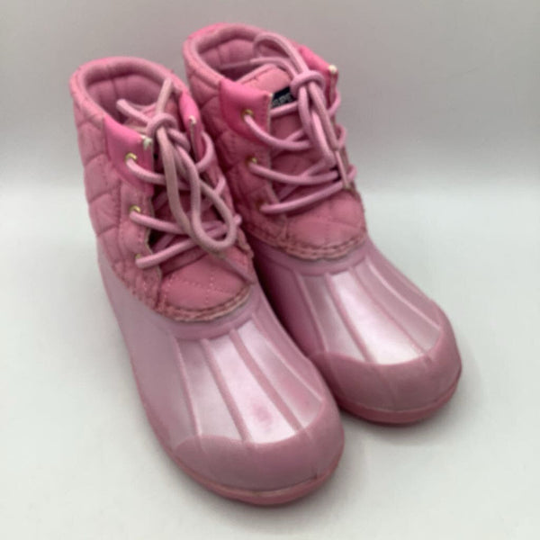 Size 12: Sperry Pink Lace-Up Rain Boots