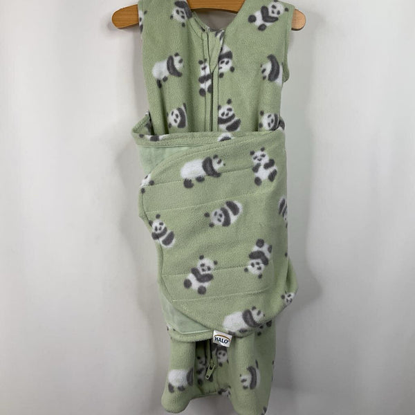 Size S: Halo Tan Penguin Print Fleece Swaddle Sleepsack