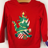 Size 12m: Cat & Jack Red Dinosaur Christmas Tree Long Sleeve Shirt
