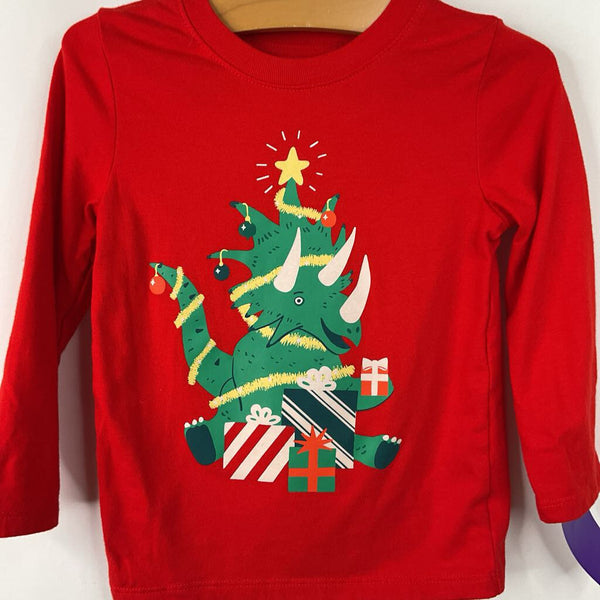 Size 12m: Cat & Jack Red Dinosaur Christmas Tree Long Sleeve Shirt