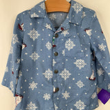 Size 12-18m: Old Navy Bleu Snowflake Print Button-Up 2pc PJs