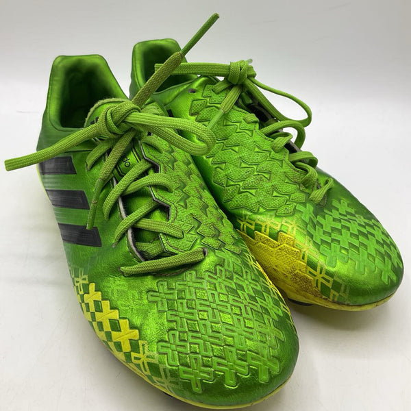 Size 3Y: Adidas Green Shiny Lace-Up Soccer Cleats