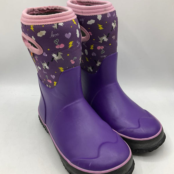 Size 3Y: Bogs Purple Unicorn Print Insulated Rain Boots