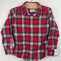 Size 4: Lands End Red/Blue Plaid Collared Button-Up Long Sleeve Shirt