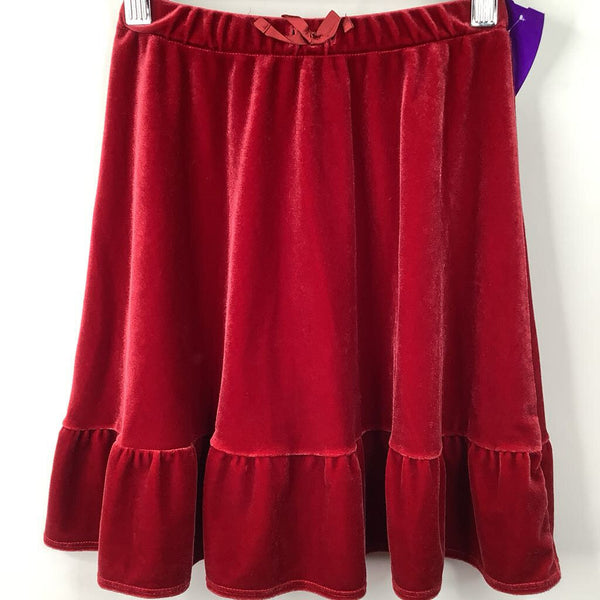 Size 6: Lands End Red Velour Cozy Skirt