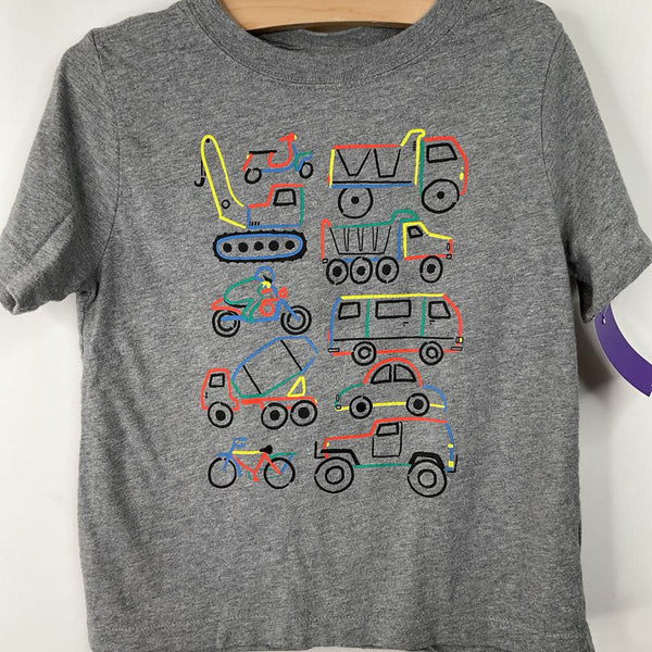 Size 4 (100): Hanna Andersson Grey/Colorful Vehicles T-Shirt