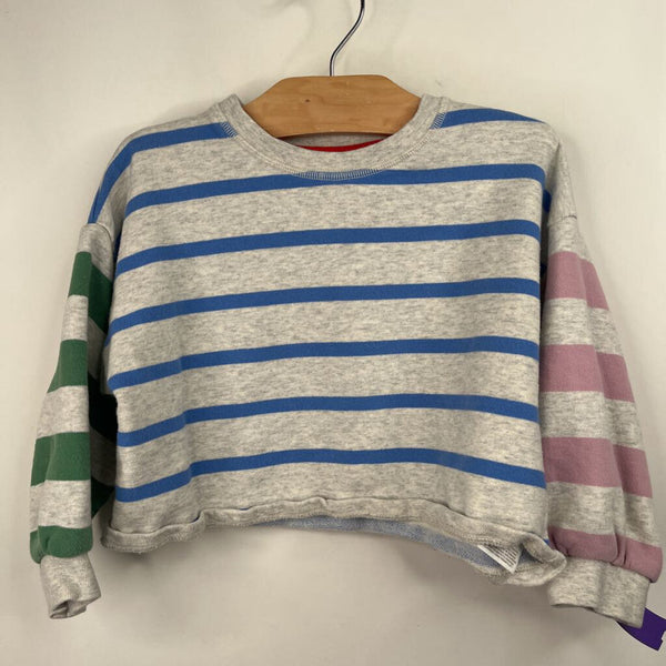 Size 4-5: Boden Grey/Colorful Striped Sweater