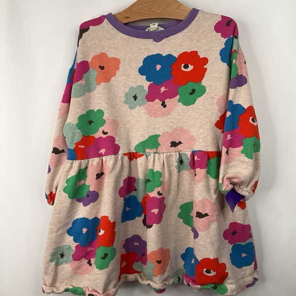 Size 5-6: Mini Boden Creme/Colorful Floral Cozy Long Sleeve Dress