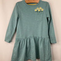 Size 5-6: Mini Boden Blue Floral Pocket Cozy Long Sleeve Dress