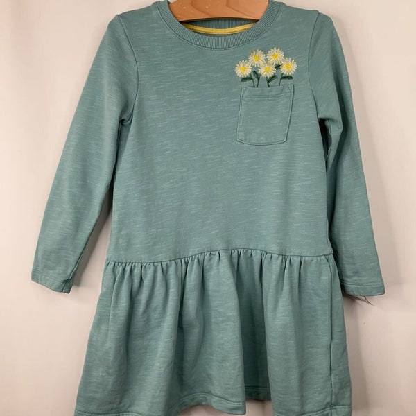 Size 5-6: Mini Boden Blue Floral Pocket Cozy Long Sleeve Dress