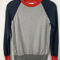 Size 11-12: Boden Grey Striped/Blue Knitted Sweater