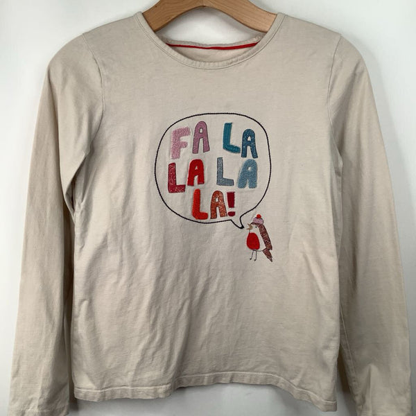 Size 11-12: Mini Boden Creme "Fa La La La La" Long Sleeve Shirt