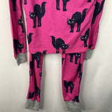 Size 12: Mini Boden Pink Black Cat Print 2pc PJs