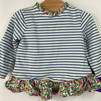 Size 3-6m: Baby Boden Blue Striped/Floral Long Sleeve Shirt