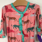 Size 3-6m: Kickee Pants Pink/Blue Big Cat Print 1pc Footy PJs