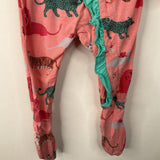 Size 3-6m: Kickee Pants Pink/Blue Big Cat Print 1pc Footy PJs