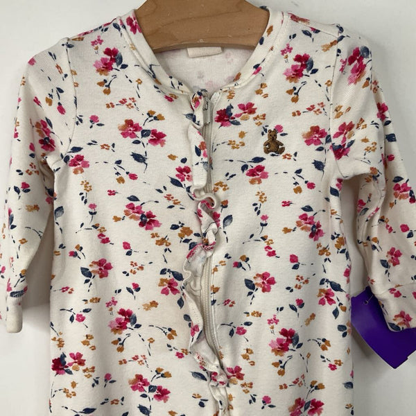 Size 6-9m: Gap White/Pin Floral 1pc Footy PJs
