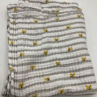 White/Grey Striped Bear Swaddle Blanket