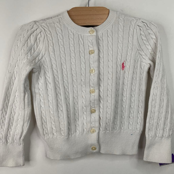 Size 3: Ralph Lauren White Knitted Button-Up Cardigan