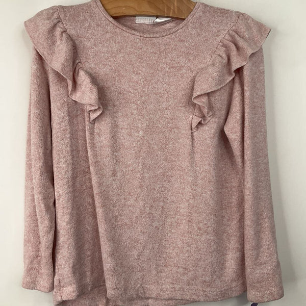 Size 4-5: Zara Light Pink Ruffled Knitted Long Sleeve Shirt