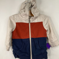 Size 2 (85): Hanna Andersson White/Blue/Orange Zip-Up Hoodie