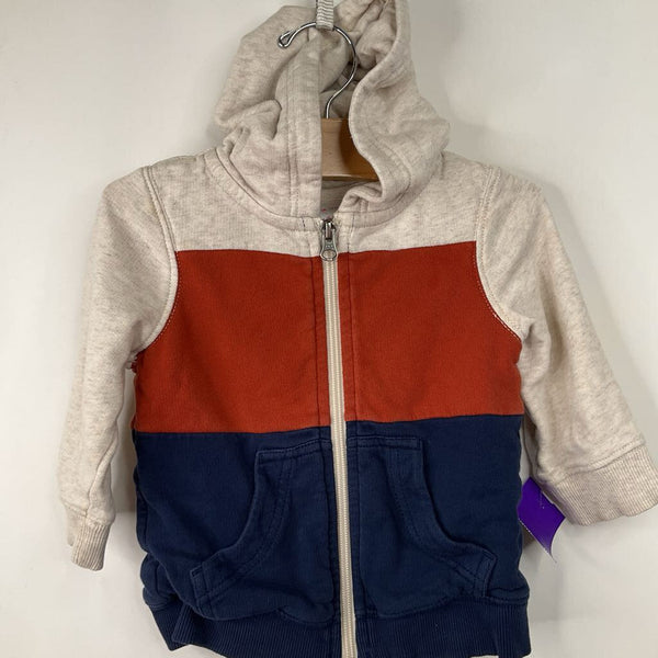 Size 2 (85): Hanna Andersson White/Blue/Orange Zip-Up Hoodie